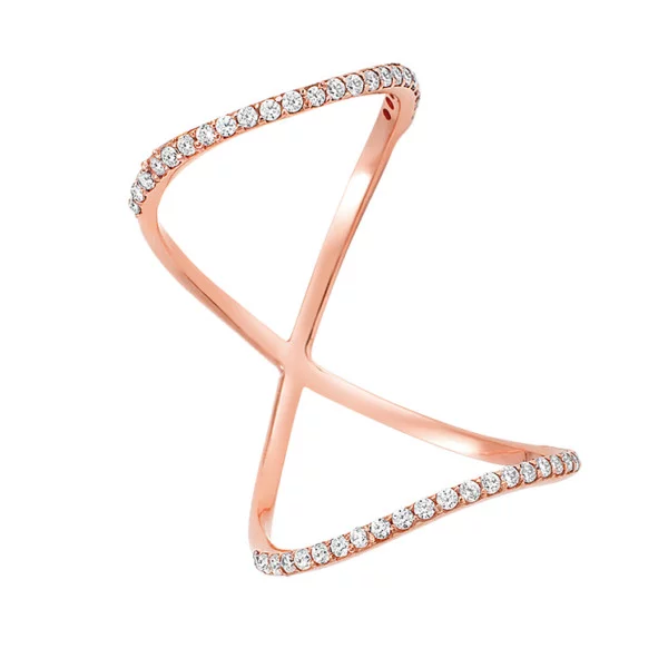 Χρυσο δαχτυλιδι Κ14 με λευκες πετρες