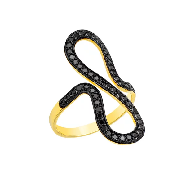 Χρυσο δαχτυλιδι Κ14 με μαυρες πετρες