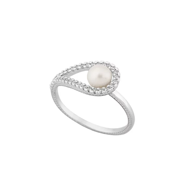 Χρυσο δαχτυλιδι με πετρες και μαργαριταρι Κ14