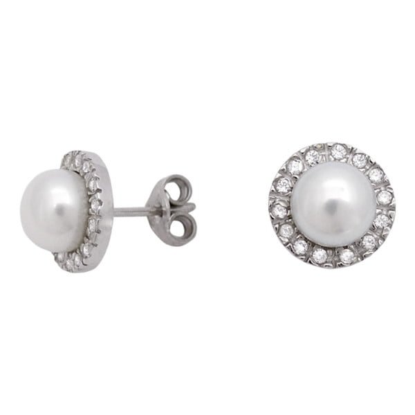 Χρυσα σκουλαρικια με πετρες και μαργαριταρι Κ14