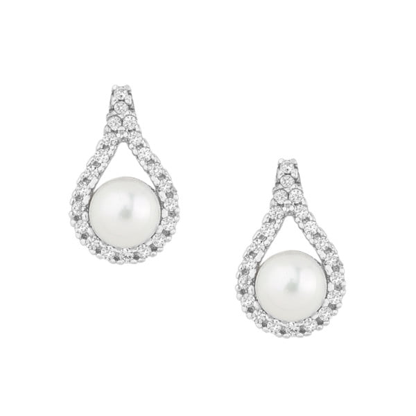 Χρυσα σκουλαρικια με πετρες και μαργαριταρι Κ14