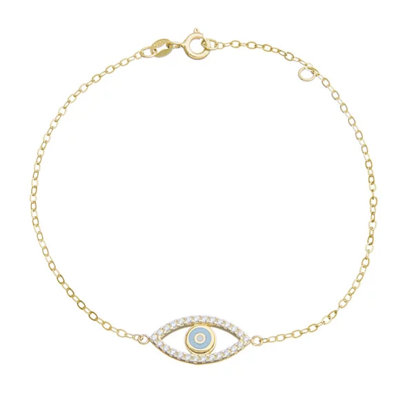 Χρυσο βραχιολι ματι με πετρες Κ14