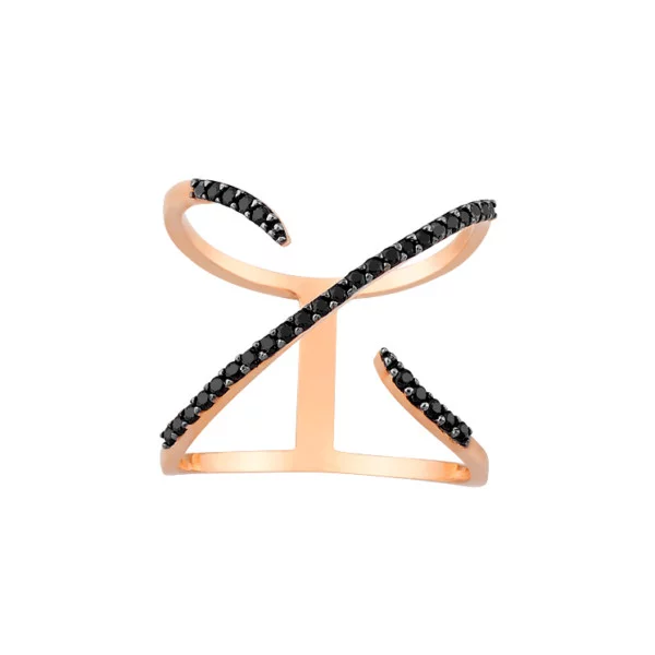 Χρυσο δαχτυλιδι με μαυρες πετρες K14