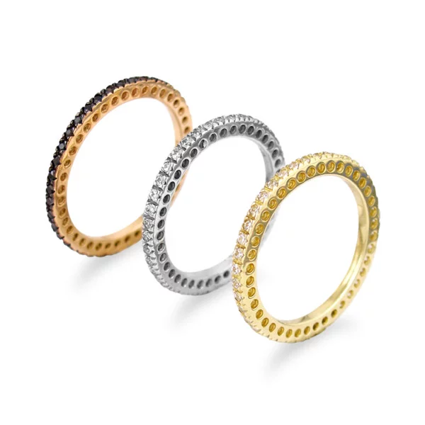 Χρυσο δαχτυλιδι Κ14 ολοβερο με πετρες λευκες η μαυρες