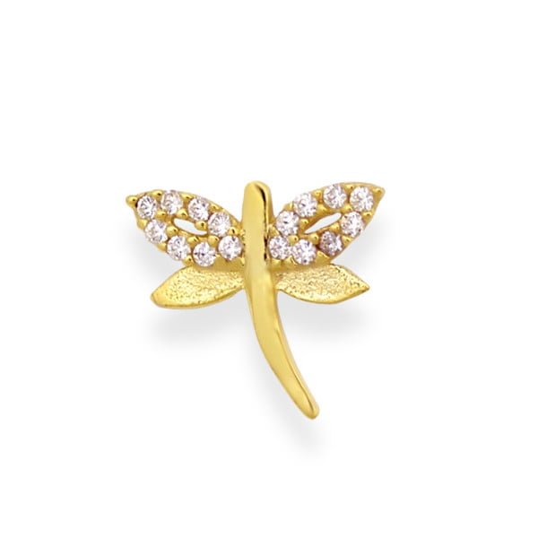 Χρυσο μενταγιον Κ14 πεταλουδα με πετρες